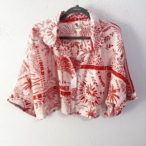 Violet Kay Red and White Button Down Shirt xl